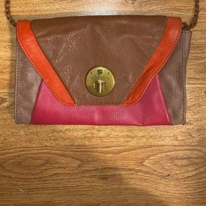 BROWN, PINK, ORANGE CROSSBODY